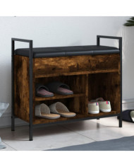 Banc à chaussures chêne fumé 65,5x32x57,5 cm bois d'ingénierie | Mobilier & Déco