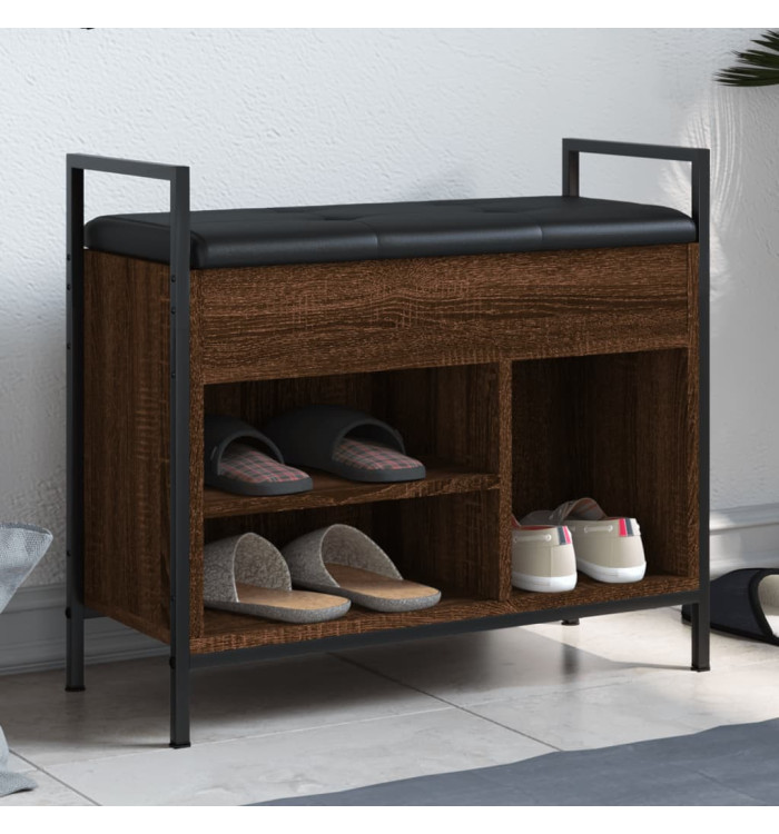 Banc à chaussures chêne marron 65,5x32x57,5cm bois d'ingénierie | Mobilier & Déco