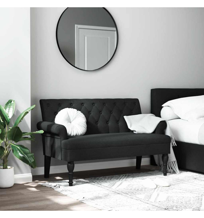 Banc avec dossier noir 120x62x75,5 cm tissu | Mobilier & Déco