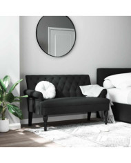 Banc avec dossier noir 120x62x75,5 cm tissu | Mobilier & Déco