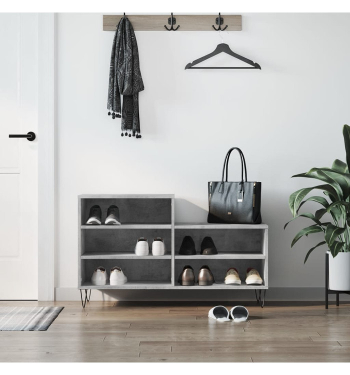 Armoire à chaussures Gris béton 102x36x60 cm Bois d'ingénierie | Mobilier & Déco