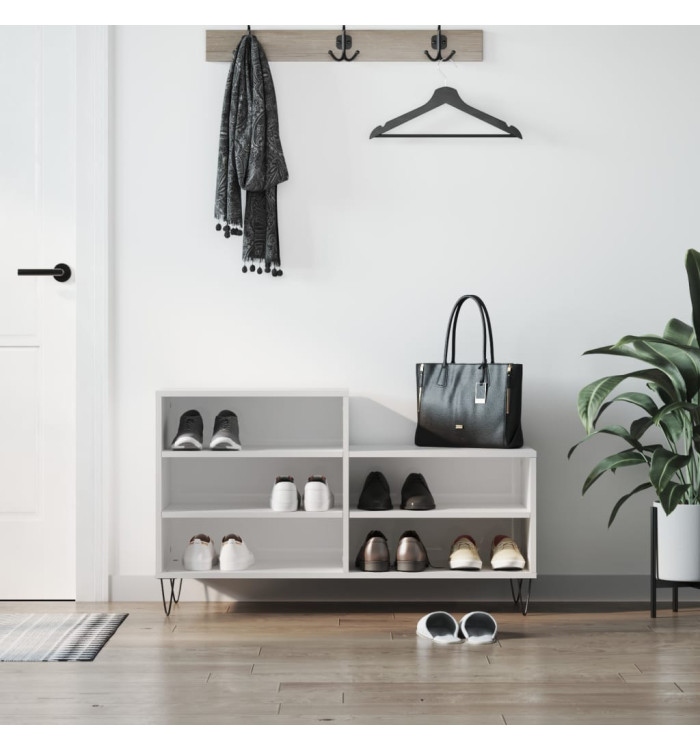 Armoire à chaussure Blanc brillant 102x36x60 cm Bois ingénierie | Mobilier & Déco