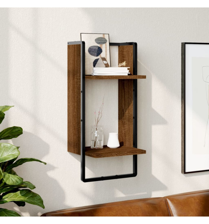 Étagère murale avec barre chêne marron 30x25x65 cm | Mobilier & Déco