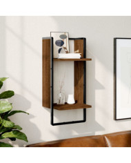 Étagère murale avec barre chêne marron 30x25x65 cm | Mobilier & Déco