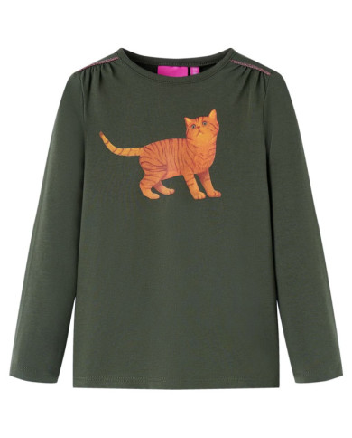 T-shirt enfants à manches longues kaki 140 | Mobilier & Déco