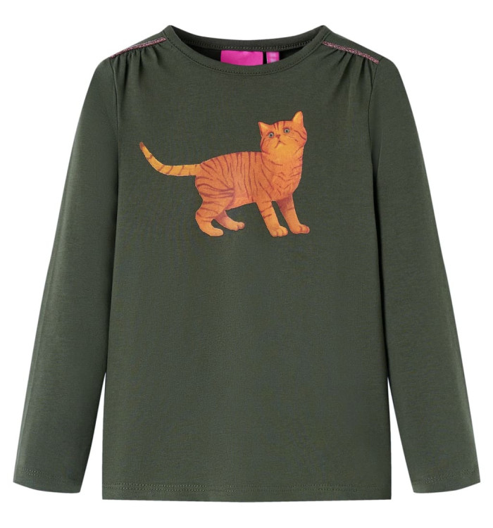 T-shirt enfants à manches longues kaki 140 | Mobilier & Déco