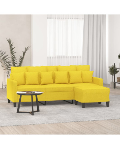 Canapé à 3 places avec repose-pieds Jaune clair 180 cm Tissu | Mobilier & Déco