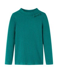 T-shirt enfants à manches longues tricot côtelé vert foncé 140 | Mobilier & Déco