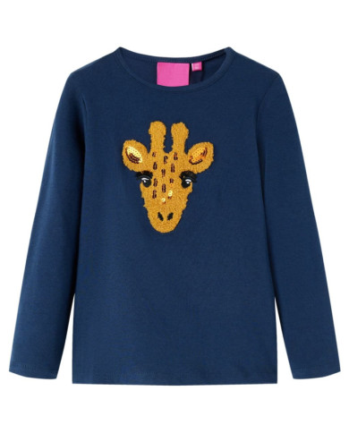 T-shirt enfants à manches longues bleu marine 104 | Mobilier & Déco