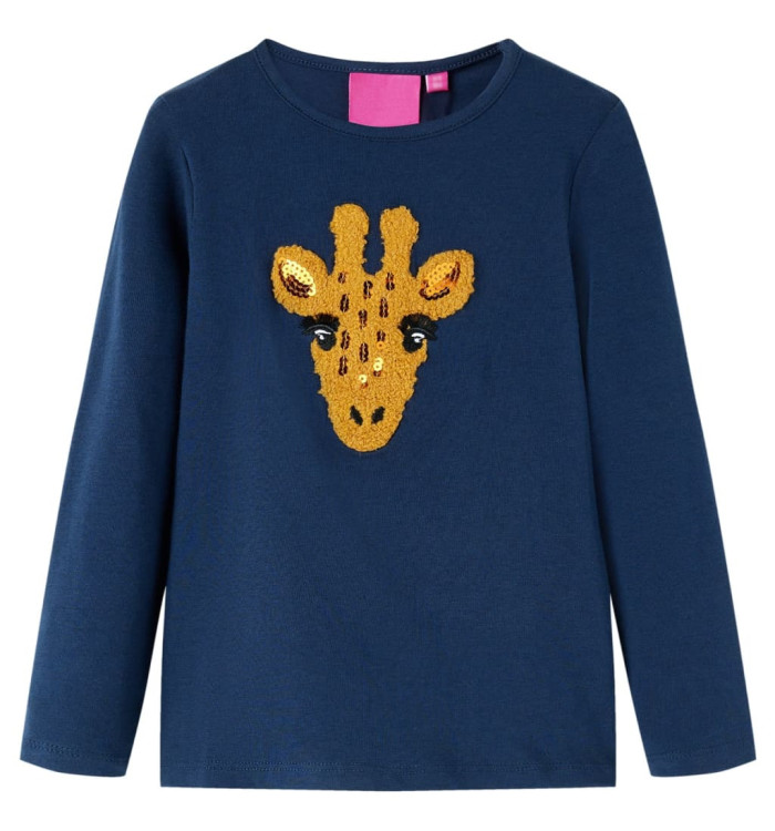 T-shirt enfants à manches longues bleu marine 104 | Mobilier & Déco