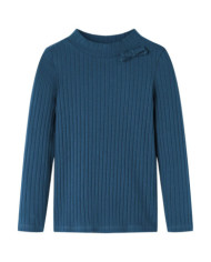 T-shirt enfants à manches longues tricot côtelé bleu marine 104 | Mobilier & Déco