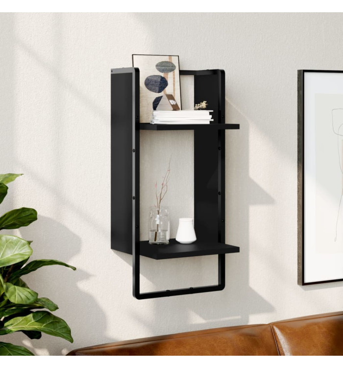 Étagère murale avec barre noir 30x25x65 cm | Mobilier & Déco