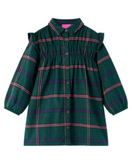 Robe pour enfants à manches longues et volants vert foncé 92 | Mobilier & Déco