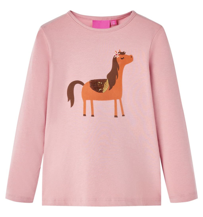 T-shirt enfants à manches longues rose clair 104 | Mobilier & Déco