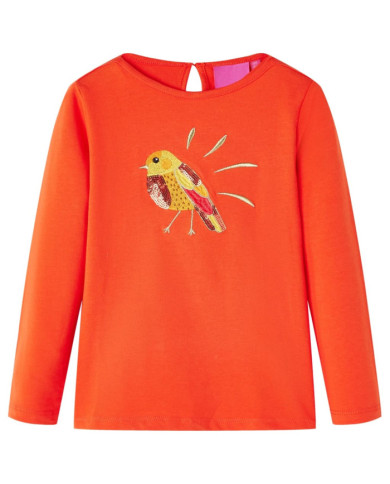 T-shirt enfants à manches longues orange foncé 104 | Mobilier & Déco