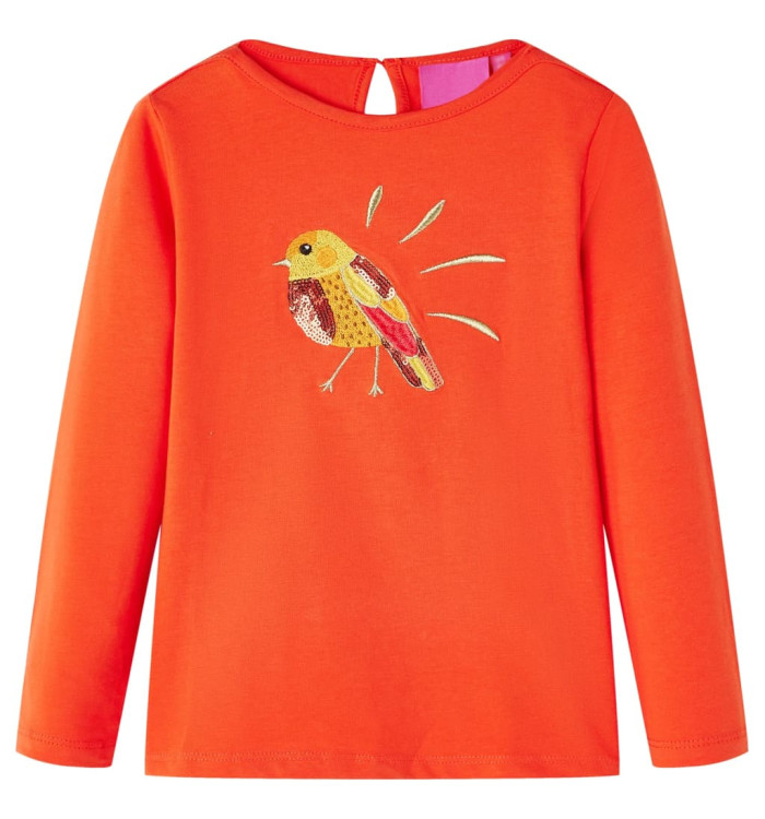 T-shirt enfants à manches longues orange foncé 104 | Mobilier & Déco