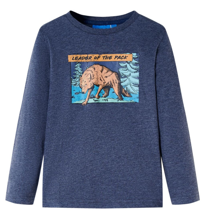 T-shirt enfants à manches longues mélange bleu foncé 92 | Mobilier & Déco