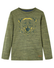 T-shirt enfants à manches longues kaki mélangé 128 | Mobilier & Déco