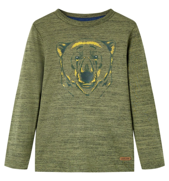 T-shirt enfants à manches longues kaki mélangé 104 | Mobilier & Déco