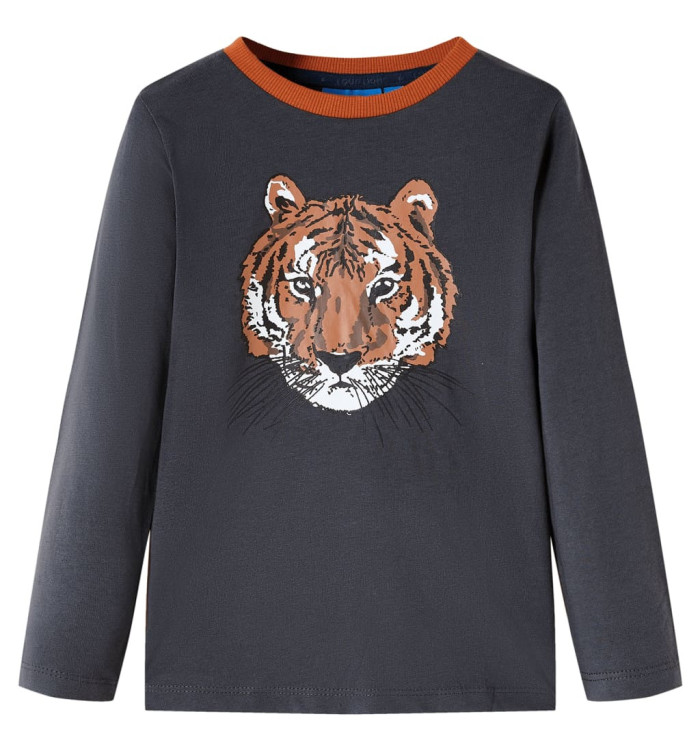 T-shirt enfants à manches longues anthracite 104 | Mobilier & Déco