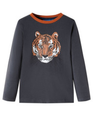 T-shirt enfants à manches longues anthracite 104 | Mobilier & Déco