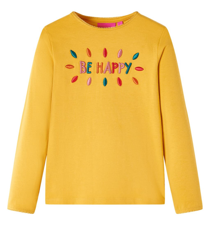 T-shirt enfants à manches longues ocre foncé 140 | Mobilier & Déco