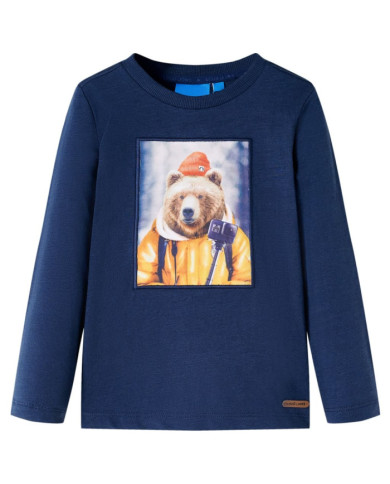 T-shirt enfants à manches longues mélange bleu marine 128 | Mobilier & Déco