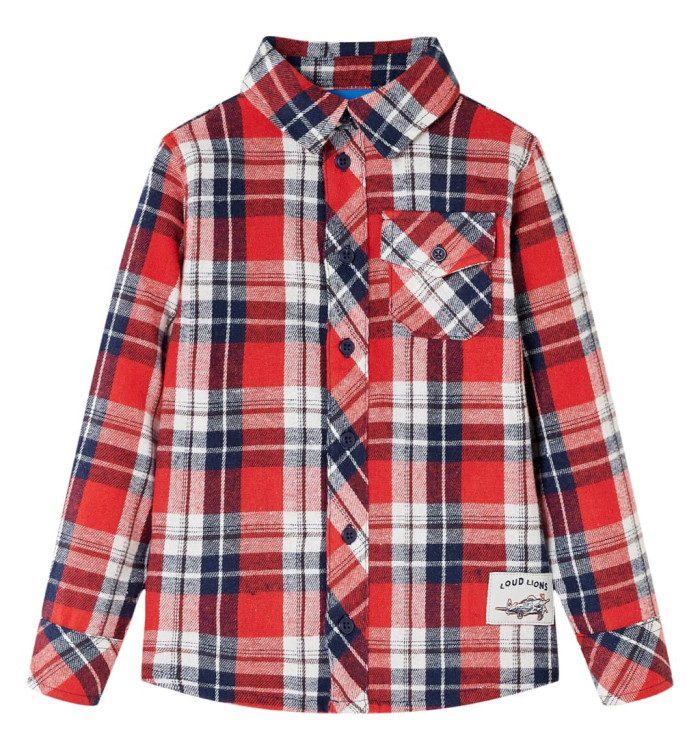 Chemise à carreaux pour enfants rouge et bleu marine 92 | Mobilier & Déco