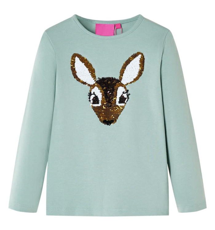 T-shirt enfants à manches longues menthe moyenne 104 | Mobilier & Déco