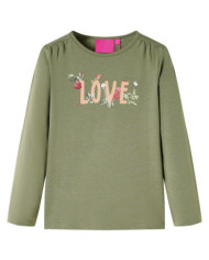 T-shirt enfants à manches longues kaki 140 | Mobilier & Déco