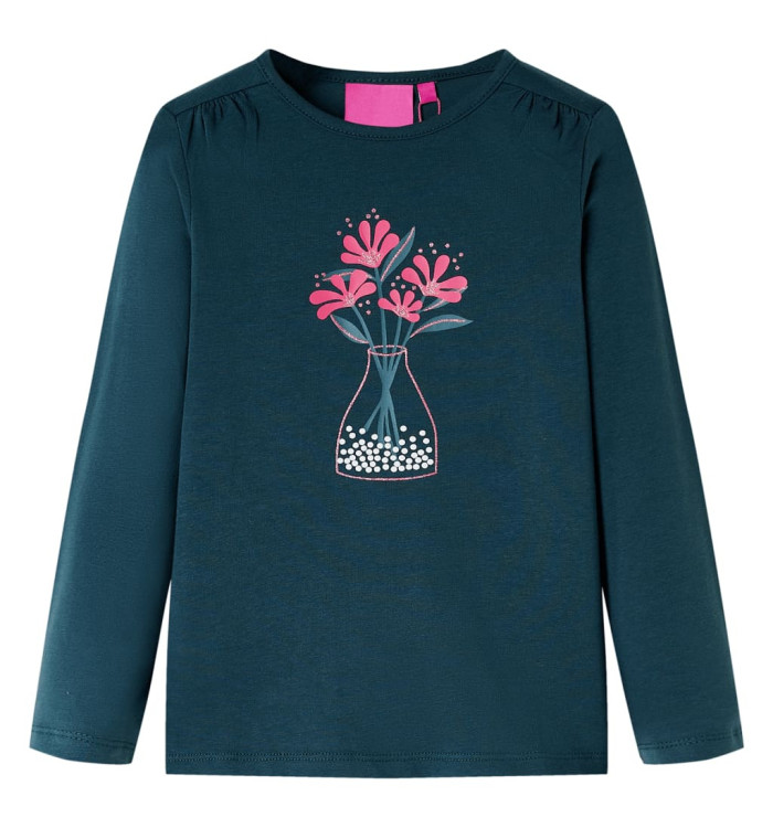 T-shirt pour enfants à manches longues vert foncé 116 | Mobilier & Déco