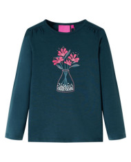 T-shirt pour enfants à manches longues vert foncé 116 | Mobilier & Déco