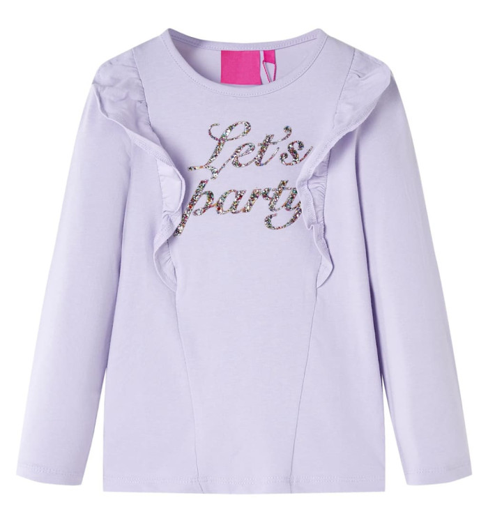 T-shirt enfants à manches longues lilas clair 128 | Mobilier & Déco