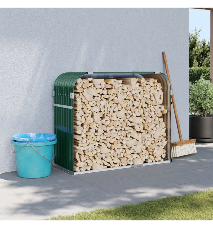 Porte-bûches vert 120x45x100 cm acier galvanisé | Mobilier & Déco