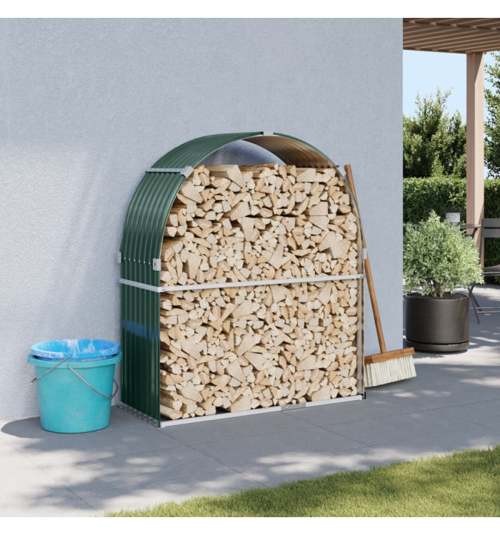 Porte-bûches vert 120x45x140 cm acier galvanisé | Mobilier & Déco