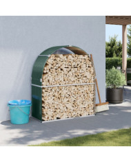 Porte-bûches vert 120x45x140 cm acier galvanisé | Mobilier & Déco