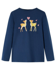 T-shirt enfants à manches longues bleu marine 116 | Mobilier & Déco