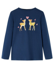 T-shirt enfants à manches longues bleu marine 140 | Mobilier & Déco