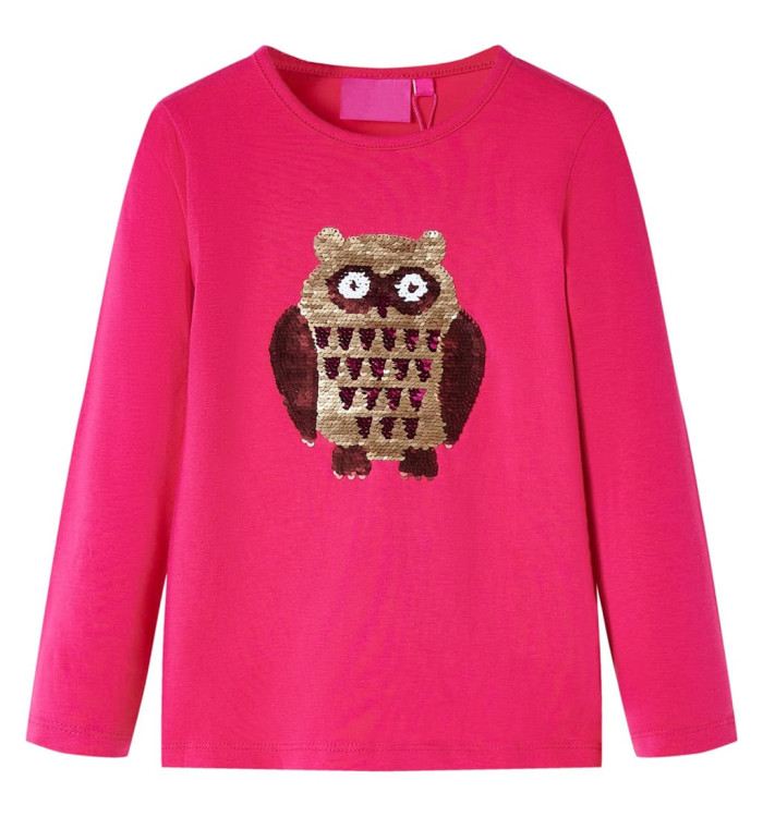 T-shirt enfants à manches longues rose vif 92 | Mobilier & Déco