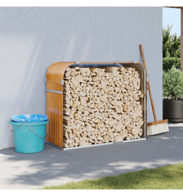 Porte-bûches marron clair 120x45x100 cm acier galvanisé | Mobilier & Déco