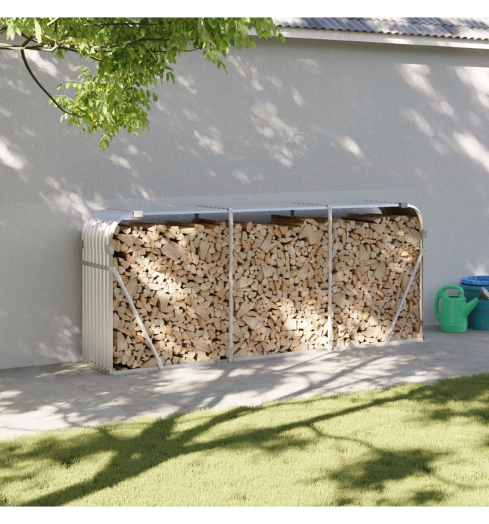Porte-bûches argenté 234x45x100 cm acier galvanisé | Mobilier & Déco