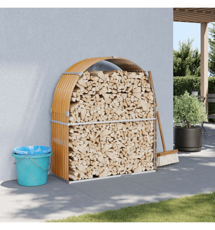 Porte-bûches marron clair 120x45x140 cm acier galvanisé | Mobilier & Déco