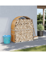 Porte-bûches marron clair 120x45x140 cm acier galvanisé | Mobilier & Déco