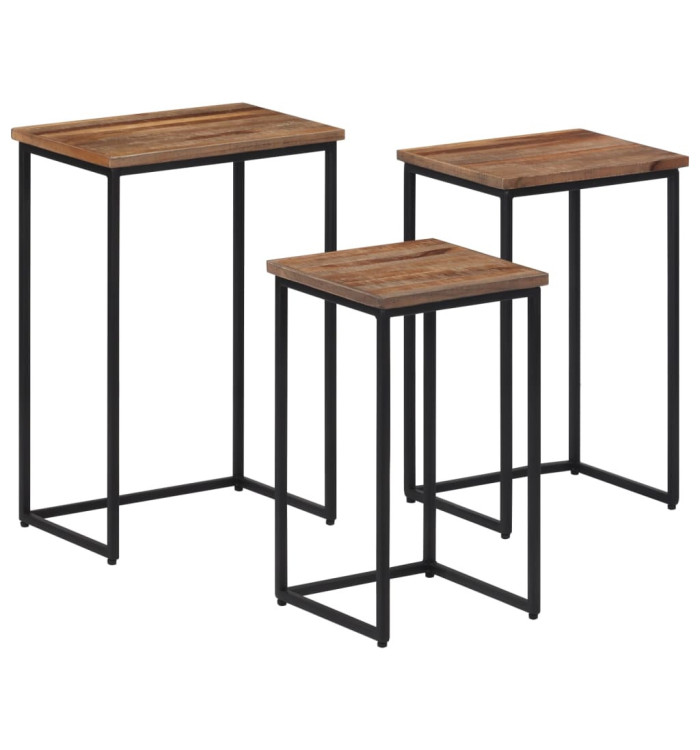 Tables basses gigognes 3 pcs bois massif de teck | Mobilier & Déco