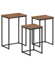 Tables basses gigognes 3 pcs bois massif de teck | Mobilier & Déco