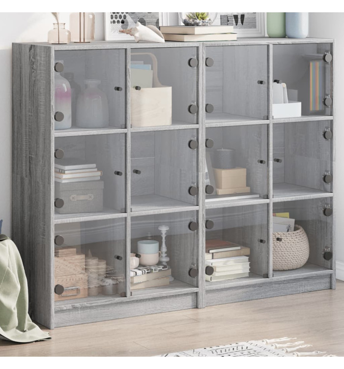 Bibliothèque avec portes sonoma gris 136x37x109 cm | Mobilier & Déco