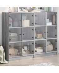 Bibliothèque avec portes sonoma gris 136x37x109 cm | Mobilier & Déco