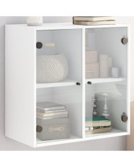 Armoire murale avec portes en verre blanc 68x37x68,5 cm | Mobilier & Déco