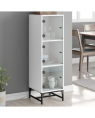 Buffet avec portes en verre blanc 35x37x120 cm | Mobilier & Déco