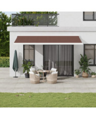 Auvent manuel rétractable marron 500x300 cm | Mobilier & Déco